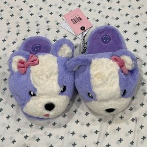 NWT Lazy Oaf Purple Bear Slippers